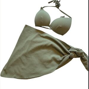 Olive Green Bikini Top & Sarong Size Medium